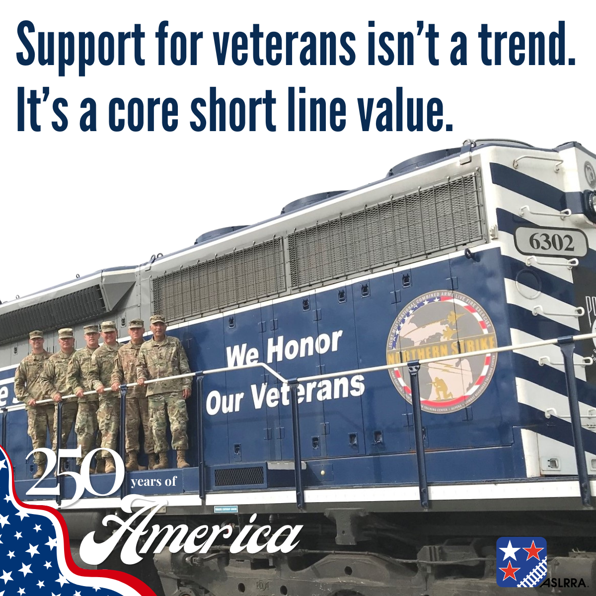 Short Lines Support Veterans America 250 Graphic