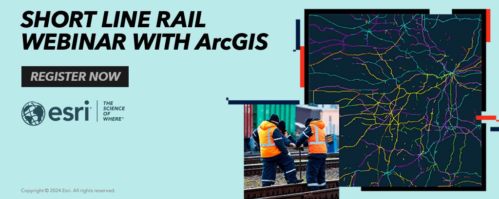 ESRI sponsor ad for short line webinar